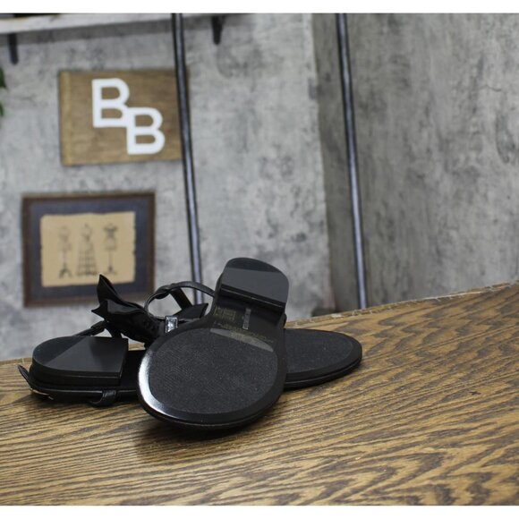 NWT Karl Lagerfeld Paris Womens Cristi Studded Bow Thong Sandal Slide Black 9M - Picture 7 of 10